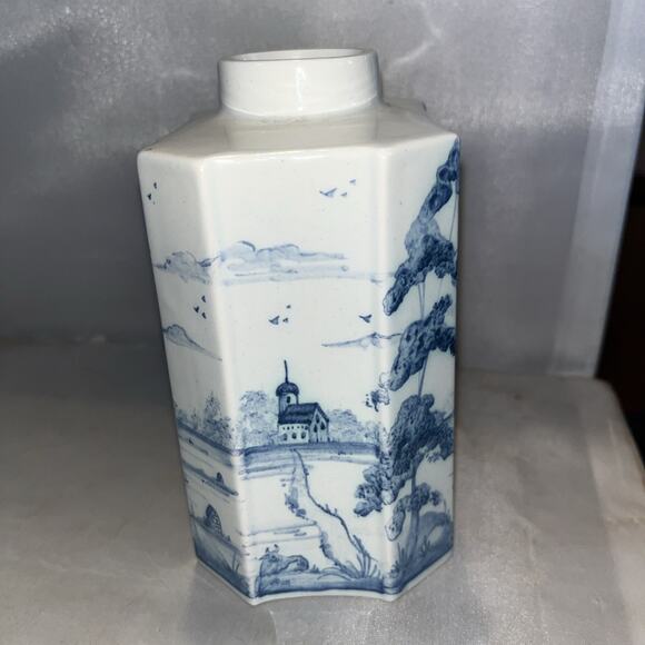 Deborah Sears Isis Pottery Tea Caddy Blue White NO LID - Picture 4 of 5